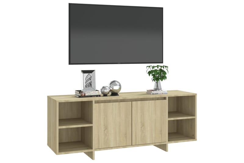 TV-bänk sonoma-ek 130x35x50 cm spånskiva - Beige - Möbler - Vardagsrum - Tv-möbler & mediamöbler - Tv-bänkar