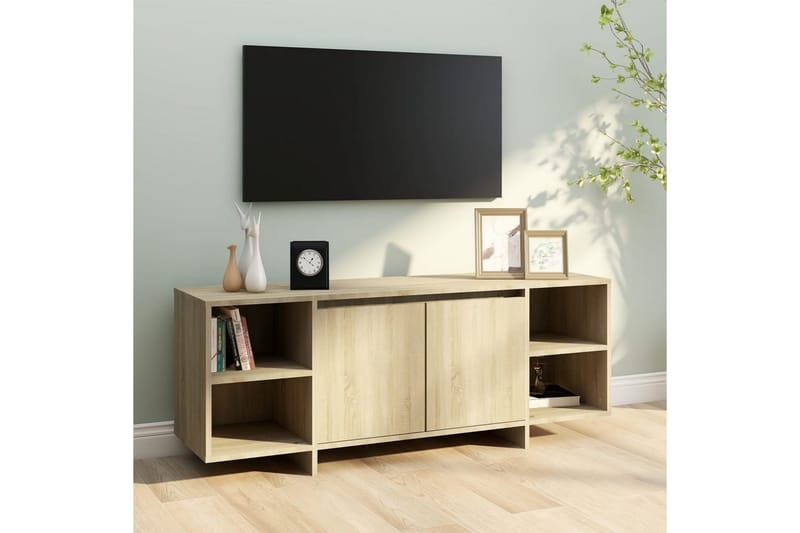 TV-bänk sonoma-ek 130x35x50 cm spånskiva - Beige - Möbler - Vardagsrum - Tv-möbler & mediamöbler - Tv-bänkar