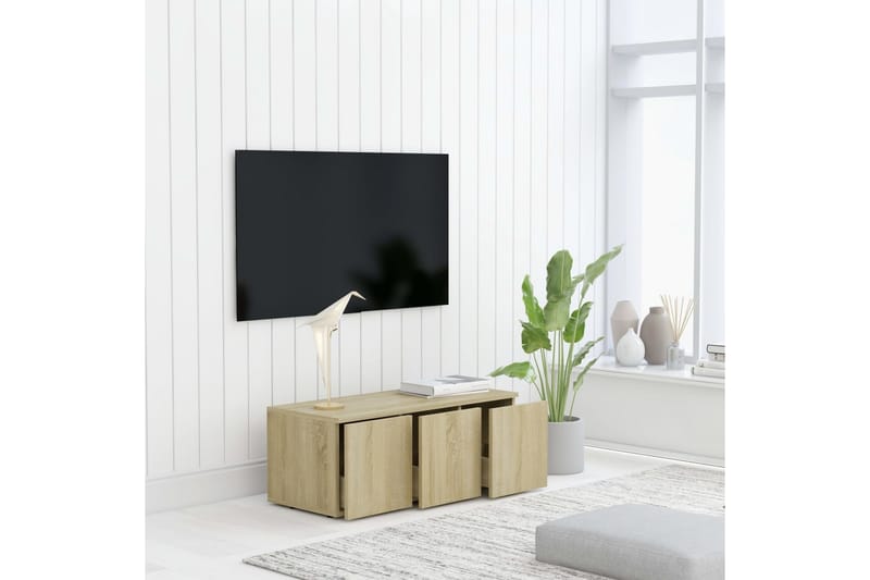 TV-bänk sonoma-ek 80x34x30 cm spånskiva - Brun - Möbler - Vardagsrum - Tv-möbler & mediamöbler - Tv-bänkar