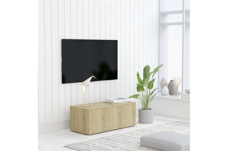 TV-bänk sonoma-ek 80x34x30 cm spånskiva - Brun - Möbler - Vardagsrum - Tv-möbler & mediamöbler - Tv-bänkar