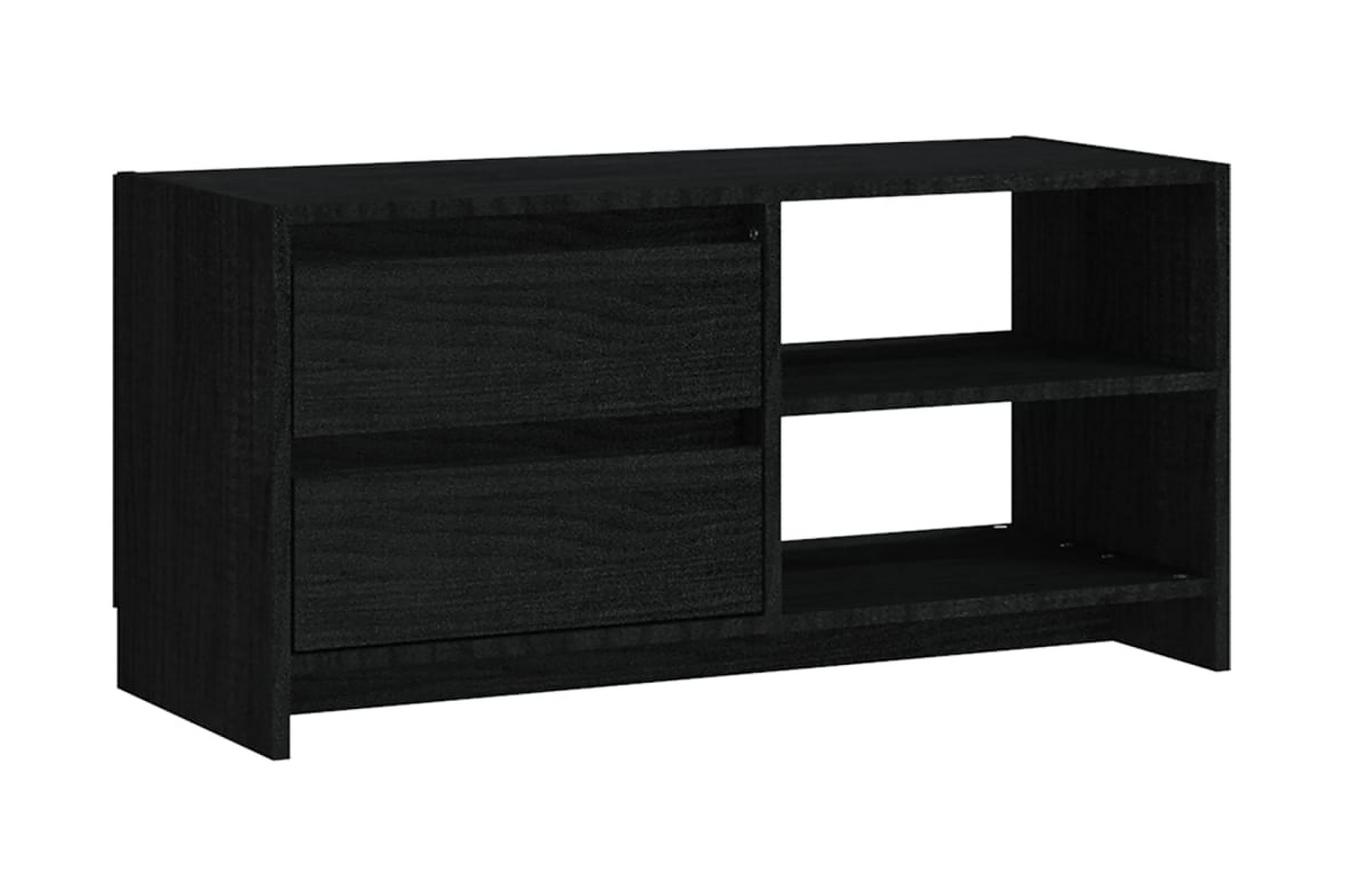 TV-bänk svart 80x31x39 cm massiv furu – Svart