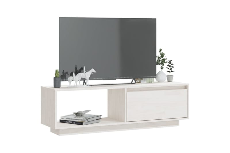 TV-bänk vit 110x30x33,5 cm massiv furu - Vit - Möbler - Vardagsrum - Tv-möbler & mediamöbler - Tv-bänkar