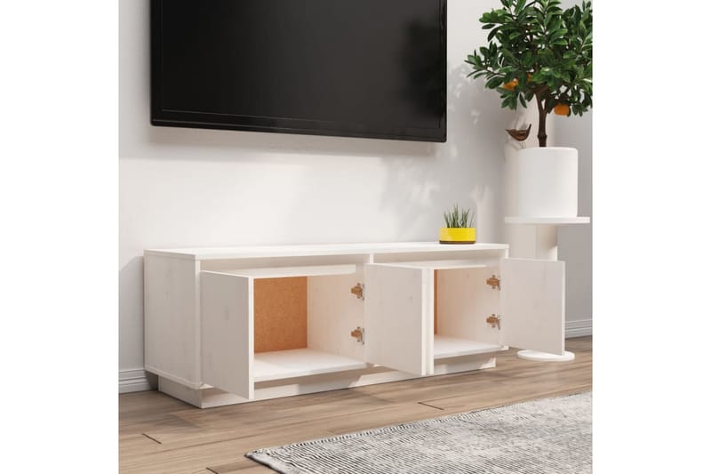 Tv-bänk vit 110x34x40 cm massiv furu - Vit - Möbler - Vardagsrum - Tv-möbler & mediamöbler - Tv-bänkar