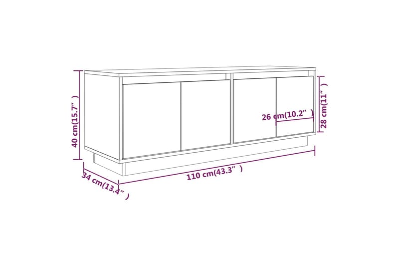 Tv-bänk vit 110x34x40 cm massiv furu - Vit - Möbler - Vardagsrum - Tv-möbler & mediamöbler - Tv-bänkar