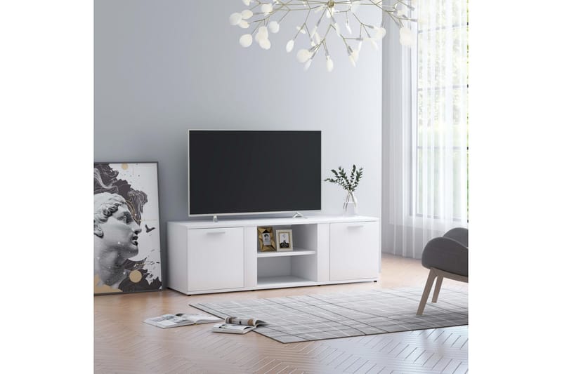 TV-bänk vit 120x34x37 cm spånskiva - Vit - Möbler - Vardagsrum - Tv-möbler & mediamöbler - Tv-bänkar