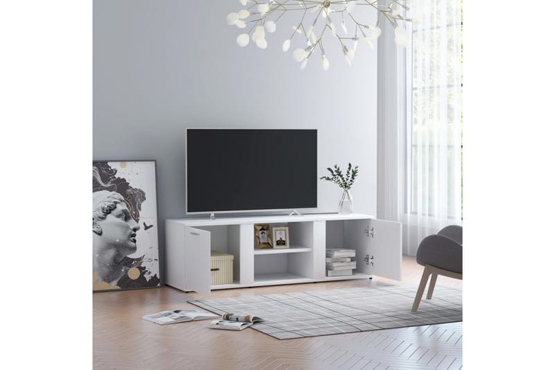 TV-bänk vit 120x34x37 cm spånskiva - Vit - Möbler - Vardagsrum - Tv-möbler & mediamöbler - Tv-bänkar