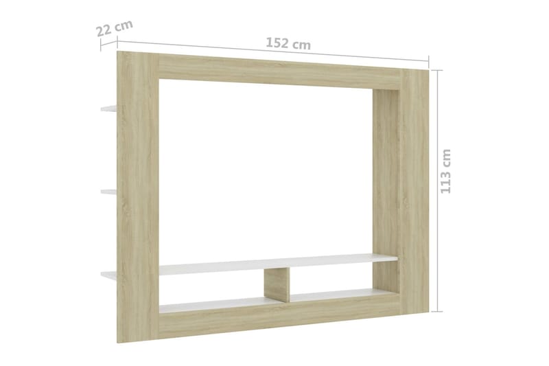 TV-bänk vit och sonoma-ek 152x22x113 cm spånskiva - Brun - Möbler - Vardagsrum - Tv-möbler & mediamöbler - Tv-bänkar