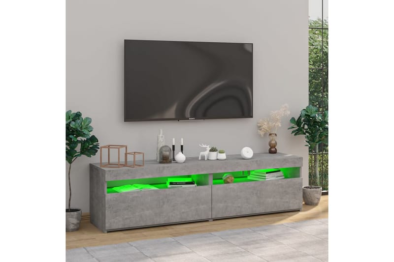 Tv-bänkar med LED-belysning 2 st betonggrå 75x35x40 cm - Grå - Möbler - Vardagsrum - Tv-möbler & mediamöbler - Tv-bänkar