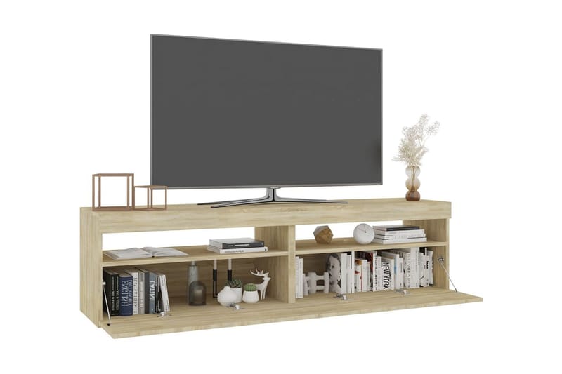 Tv-bänkar med LED-belysning 2 st sonoma-ek 75x35x40 cm - Brun - Möbler - Vardagsrum - Tv-möbler & mediamöbler - Tv-bänkar