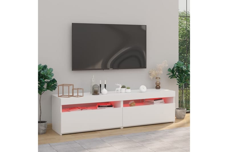 Tv-bänkar med LED-belysning 2 st vit 75x35x40 cm - Vit - Möbler - Vardagsrum - Tv-möbler & mediamöbler - Tv-bänkar