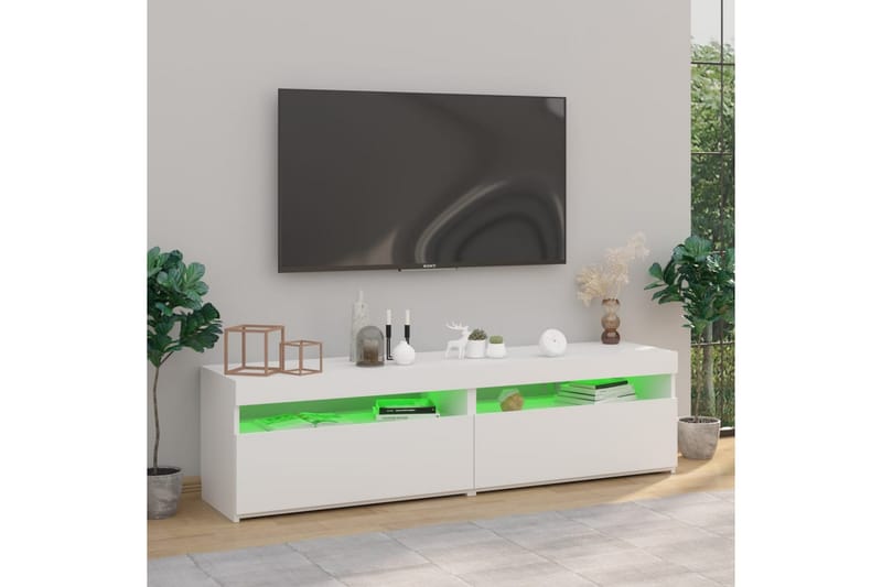 Tv-bänkar med LED-belysning 2 st vit högglans 75x35x40 cm - Vit - Möbler - Vardagsrum - Tv-möbler & mediamöbler - Tv-bänkar