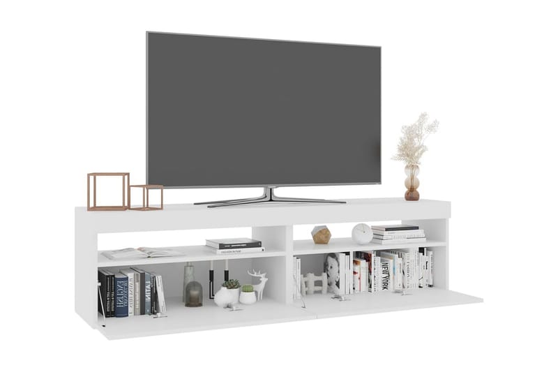 Tv-bänkar med LED-belysning 2 st vit högglans 75x35x40 cm - Vit - Möbler - Vardagsrum - Tv-möbler & mediamöbler - Tv-bänkar