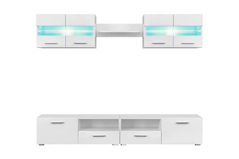 TV-möbel 5 delar med LED-belysning högglans vit - Vit - Möbler - Vardagsrum - Tv-möbler & mediamöbler - Tv-bänkar