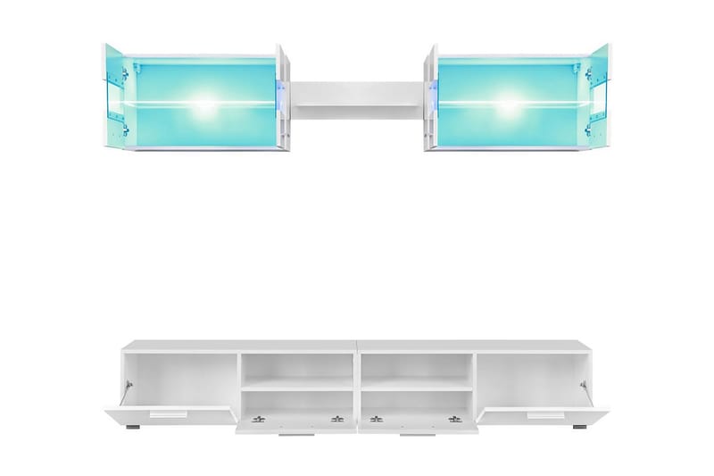 TV-möbel 5 delar med LED-belysning högglans vit - Vit - Möbler - Vardagsrum - Tv-möbler & mediamöbler - Tv-bänkar