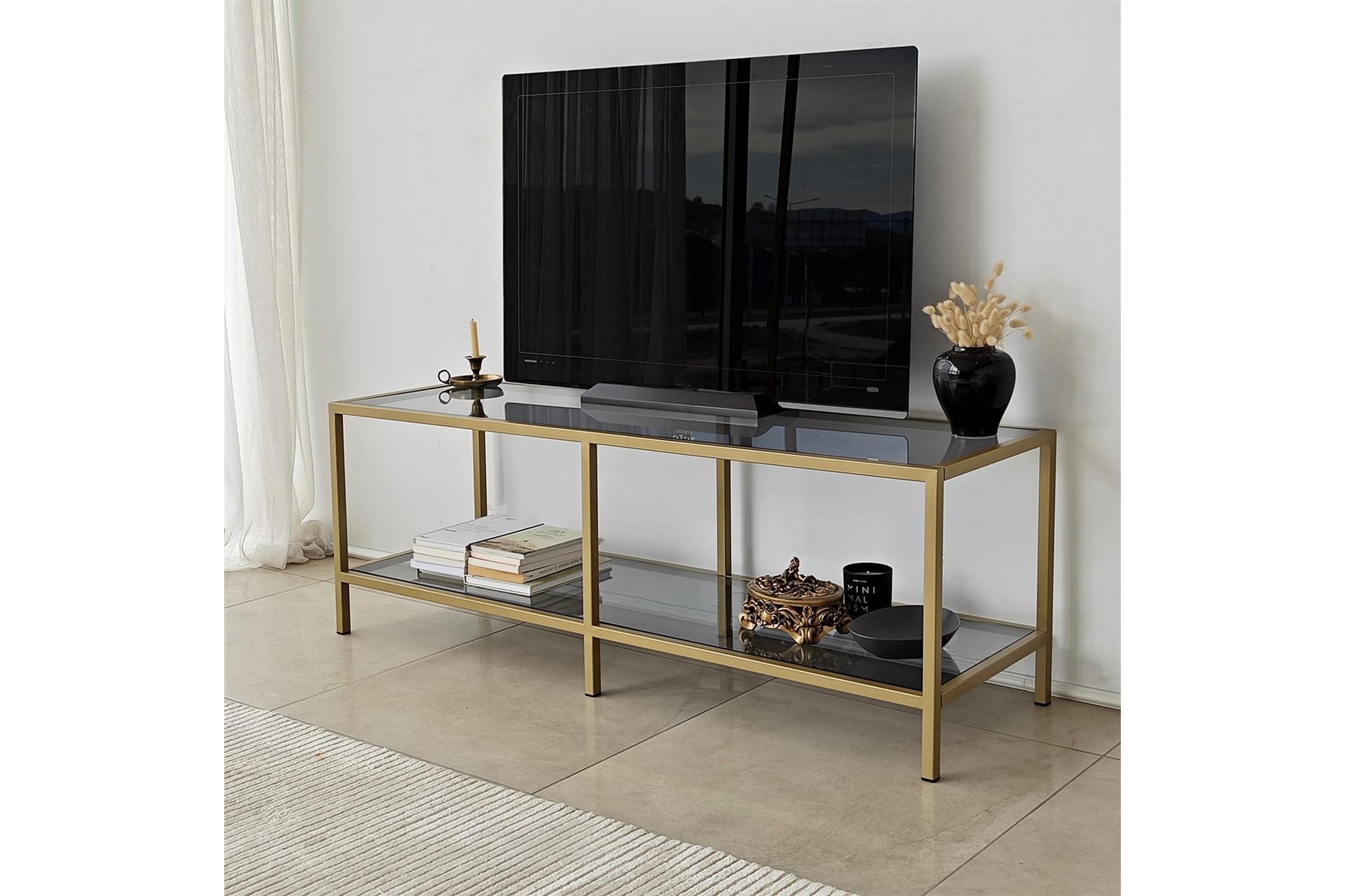 TYNDARIS Tv-bänk 130 cm Guld - Tv-bänkar