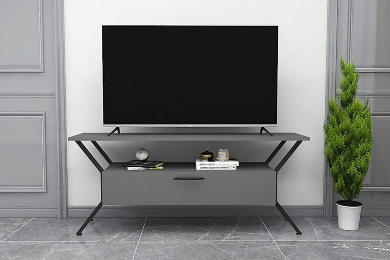 UKHAND Tv-bänk 124x54 cm Antracit - Möbler - Vardagsrum - Tv-möbler & mediamöbler - Tv-bänkar