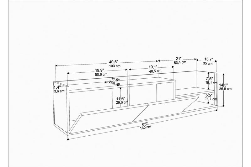 UKHAND Tv-bänk 160x36,8 cm Antracit - Möbler - Vardagsrum - Tv-möbler & mediamöbler - Tv-bänkar