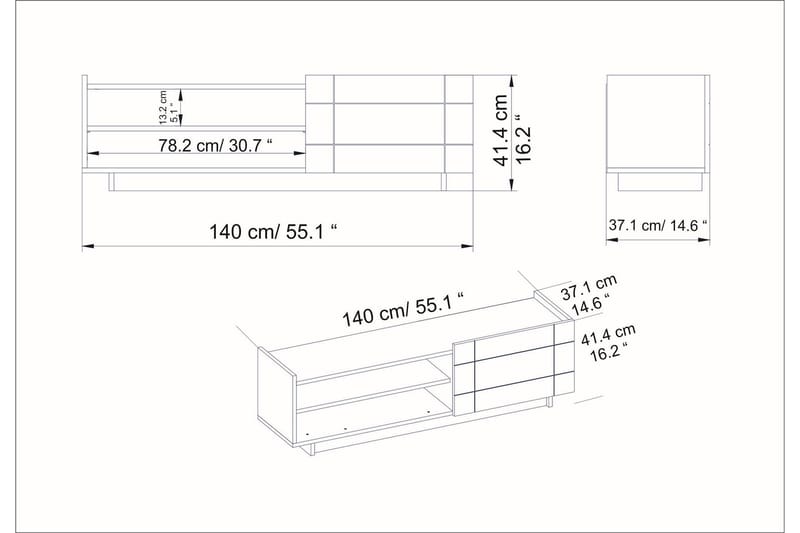 UTRINA Tv-bänk 140 cm Dörr + 3 Hyllor Mörkbrun - Möbler - Vardagsrum - Tv-möbler & mediamöbler - Tv-bänkar