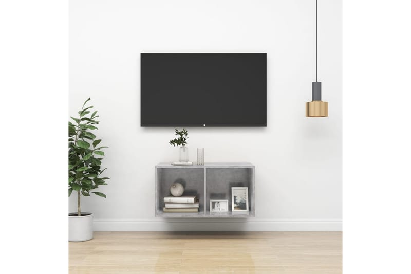 Väggmonterad tv-bänk betonggrå 37x37x72 cm spånskiva - Grå - Möbler - Vardagsrum - Tv-möbler & mediamöbler - Tv-bänkar