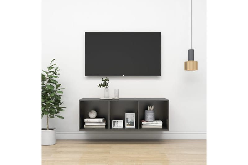 Väggmonterad tv-bänk grå 37x37x107 cm spånskiva - Grå - Möbler - Vardagsrum - Tv-möbler & mediamöbler - Tv-bänkar