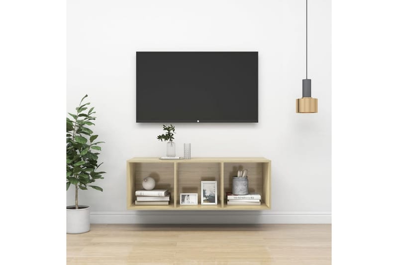 Väggmonterad tv-bänk somona-ek 37x37x107 cm spånskiva - Brun - Möbler - Vardagsrum - Tv-möbler & mediamöbler - Tv-bänkar