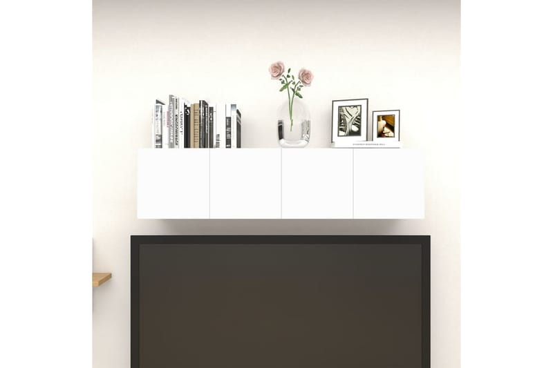 Väggmonterade tv-skåp 4 st vit och sonoma-ek 30,5x30x30 cm - Vit - Tv-bänkar