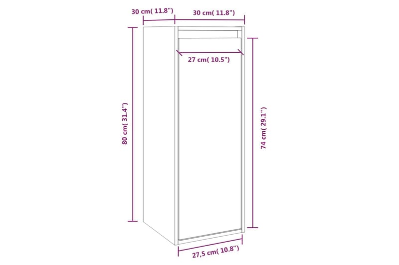 Väggskåp grå 30x30x80 cm massiv furu - Grå - Möbler - Vardagsrum - Tv-möbler & mediamöbler - Tv-bänkar