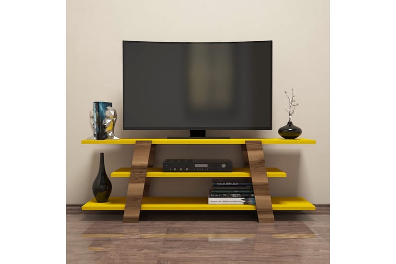 VARRED TV-Bänk 120 cm Brun/Gul - Möbler - Vardagsrum - Tv-möbler & mediamöbler - Tv-bänkar