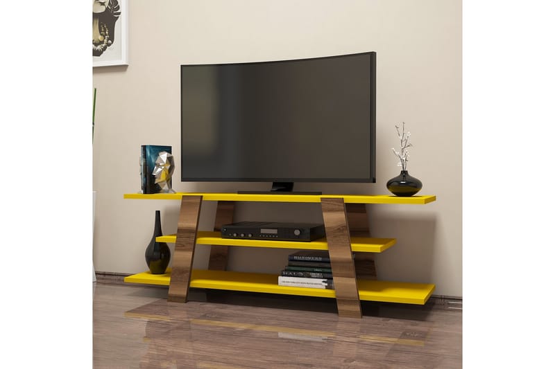 VARRED TV-Bänk 120 cm Brun/Gul - Möbler - Vardagsrum - Tv-möbler & mediamöbler - Tv-bänkar