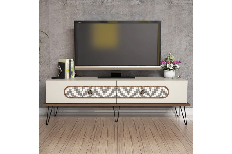 VARRED TV-Bänk 145 cm Brun - Brun/Vit - Möbler - Vardagsrum - Tv-möbler & mediamöbler - Tv-bänkar