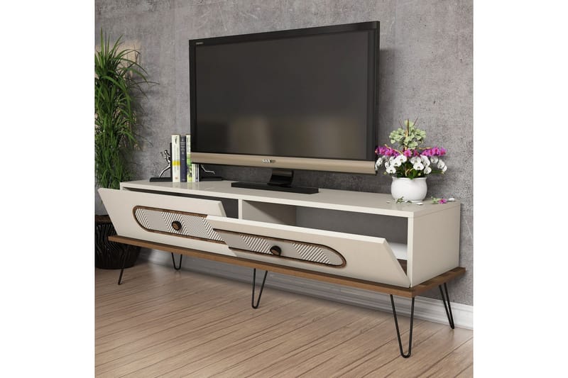 VARRED TV-Bänk 145 cm Brun - Brun/Vit - Möbler - Vardagsrum - Tv-möbler & mediamöbler - Tv-bänkar