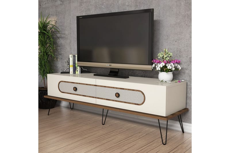 VARRED TV-Bänk 145 cm Brun - Brun/Vit - Möbler - Vardagsrum - Tv-möbler & mediamöbler - Tv-bänkar