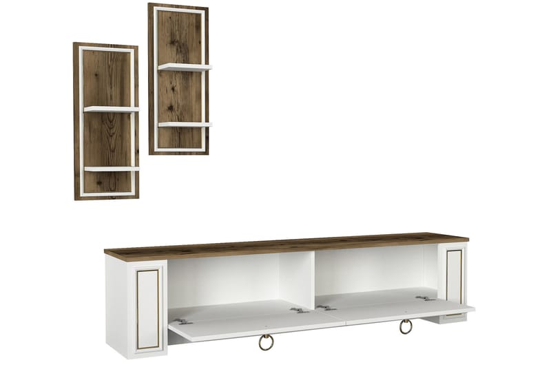 WAIKIKI Tv-bänk 180 cm Vit/Teak - Möbler - Vardagsrum - Tv-möbler & mediamöbler - Tv-bänkar