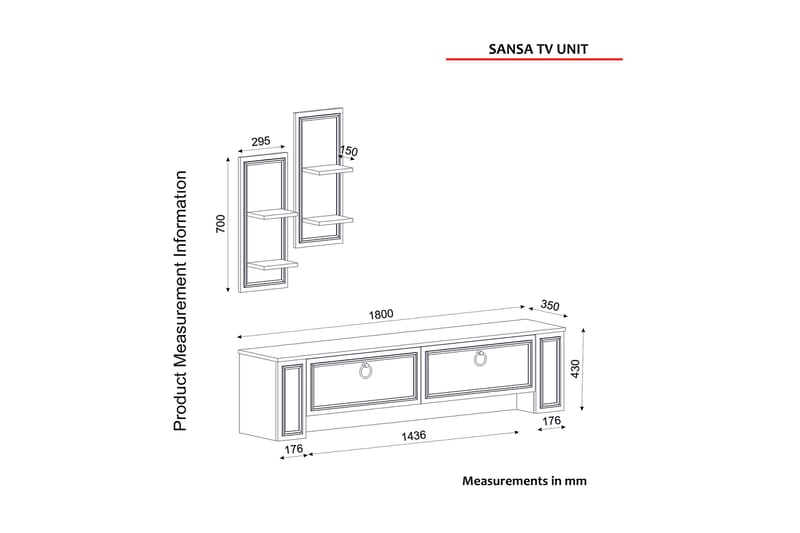 WAIKIKI Tv-bänk 180 cm Vit/Teak - Möbler - Vardagsrum - Tv-möbler & mediamöbler - Tv-bänkar