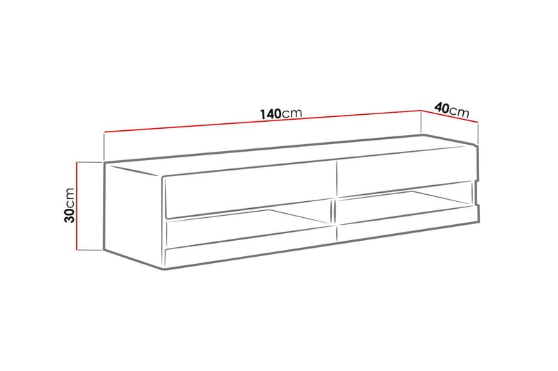 WILBER TV-bänk 140 cm Öppen Hylla - Vit/Vit Högglans - Möbler - Vardagsrum - Tv-möbler & mediamöbler - Tv-bänkar