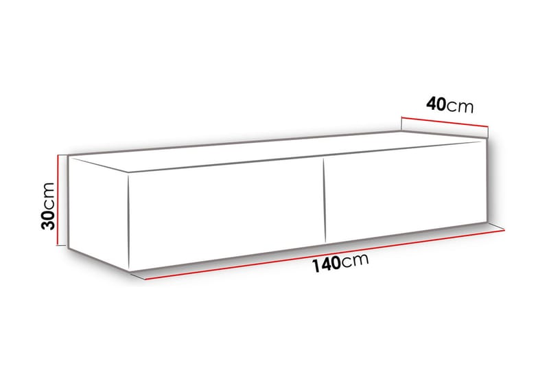 WILBER TV-bänk 140 cm - Vit/Vit Högglans - Tv-bänkar