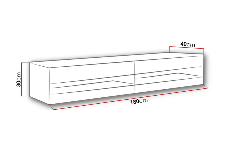 WILBER TV-bänk 180 cm Öppen Hylla - Vit/Vit Högglans - Möbler - Vardagsrum - Tv-möbler & mediamöbler - Tv-bänkar