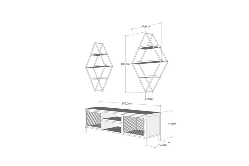 DILIBERO TV-Möbelset 150 cm Trä/Natur/Svart - Möbler - Vardagsrum - Tv-möbler & mediamöbler - Tv-möbelset