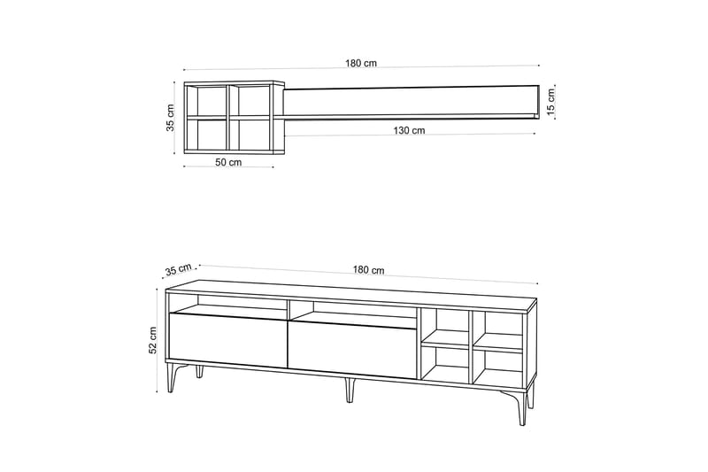 ENGOMI Tv-möbelset 180 cm Natur/Svart - Möbler - Vardagsrum - Tv-möbler & mediamöbler - Tv-möbelset