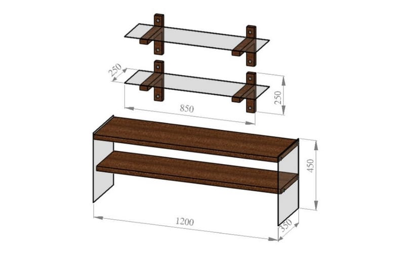 EVETTS TV-Möbelset 45 cm Valnöt - Möbler - Vardagsrum - Tv-möbler & mediamöbler - Tv-möbelset