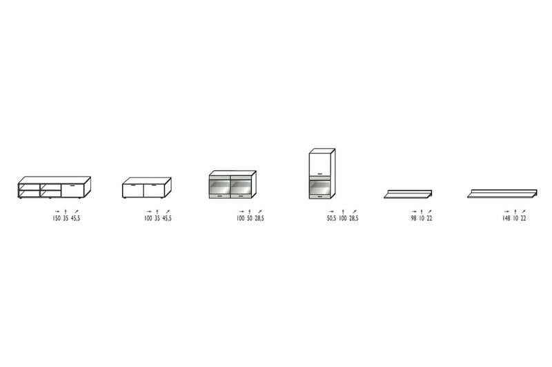 GLEDA TV-Möbelset 250 cm Vit - Möbler - Vardagsrum - Tv-möbler & mediamöbler - Tv-möbelset