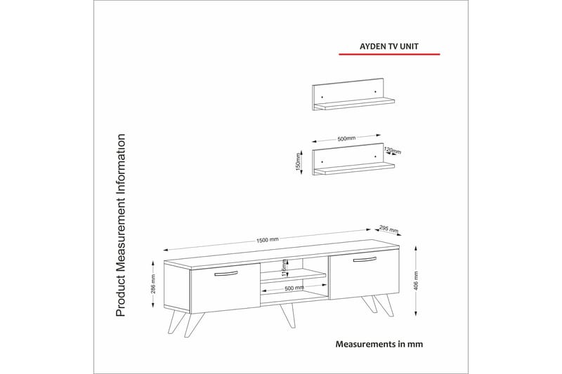 KYRKEBERG TV-Möbelset 150 cm Brun/Vit - Brun/Vit - Möbler - Vardagsrum - Tv-möbler & mediamöbler - Tv-möbelset