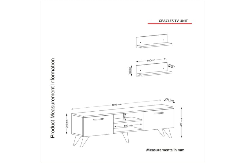 KYRKEBERG TV-Möbelset 150 cm Brun/Vit - Vit/Brun - Möbler - Vardagsrum - Tv-möbler & mediamöbler - Tv-möbelset