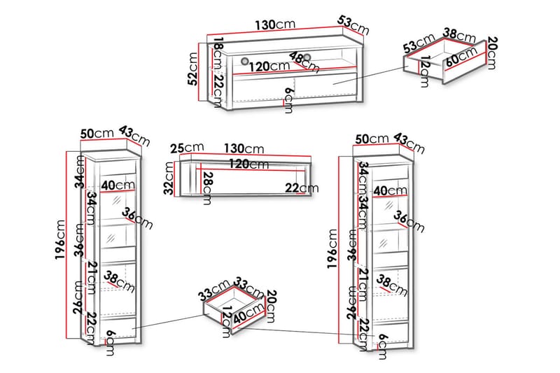 LENDORF Tv-möbelset 130 cm Ek/Vit - Natur|Vit - Möbler - Vardagsrum - Tv-möbler & mediamöbler - Tv-möbelset