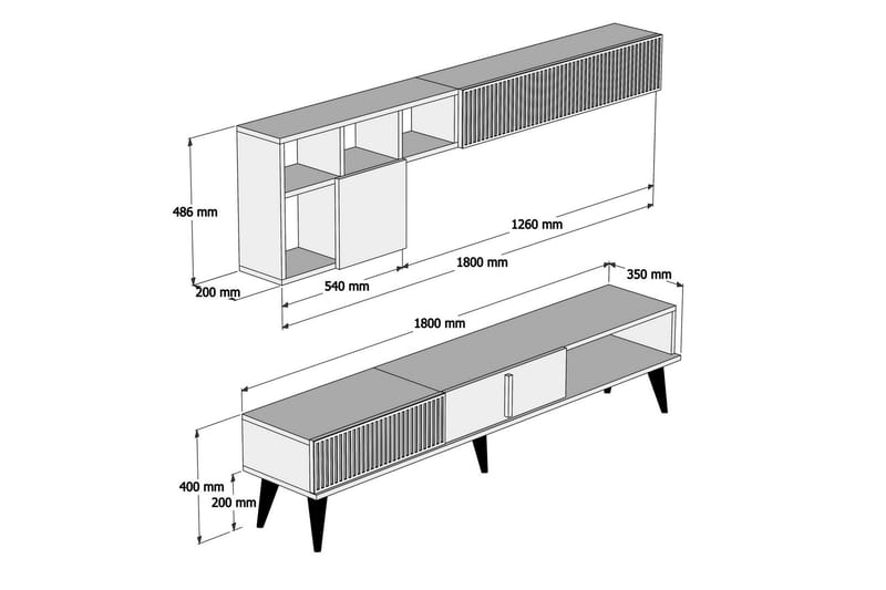 MIECZNIKOWSKI TV-Möbelset 180 cm Valnöt/Svart - Möbler - Vardagsrum - Tv-möbler & mediamöbler - Tv-möbelset