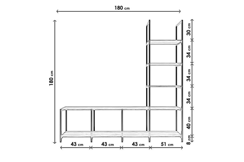 OBURUS Tv-möbelset 180x180 cm Brun - Möbler - Vardagsrum - Tv-möbler & mediamöbler - Tv-möbelset