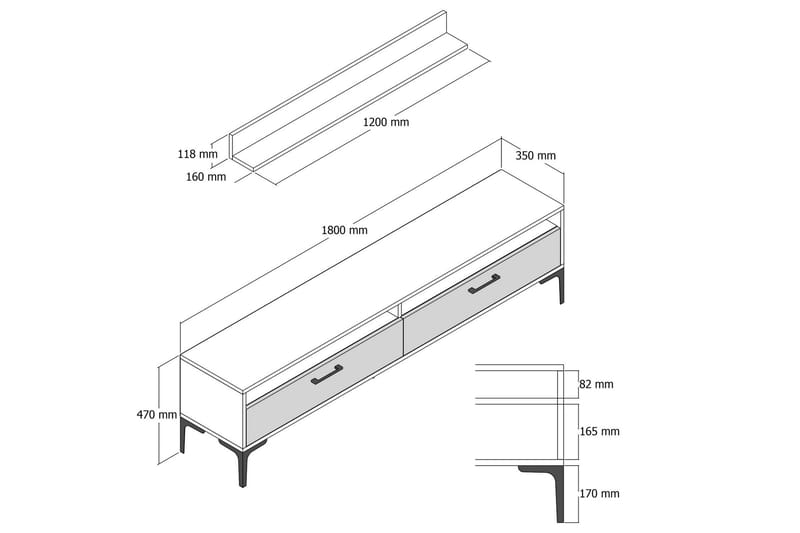 OBURUS Tv-möbelset 180x47 cm Brun - Möbler - Vardagsrum - Tv-möbler & mediamöbler - Tv-möbelset