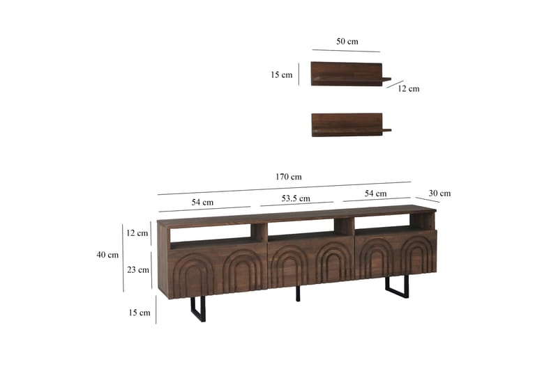 OBURUS Tv-möbelset 50x15 cm Brun - Möbler - Vardagsrum - Tv-möbler & mediamöbler - Tv-möbelset