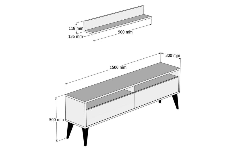 SHEEL TV-Möbelset 150 cm Ek - Ek - Möbler - Vardagsrum - Tv-möbler & mediamöbler - Tv-möbelset