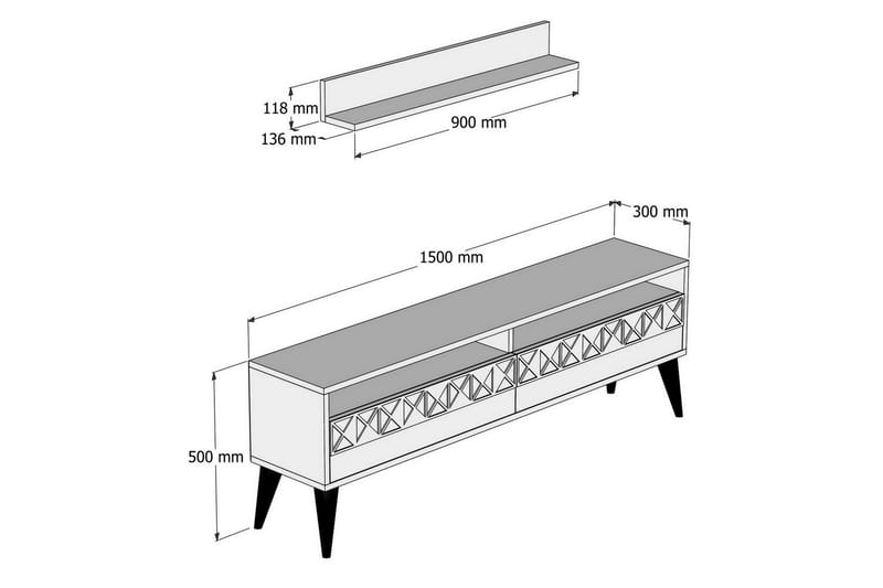 TUERO TV-Möbelset 150 cm Ek - Brun/Ek - Möbler - Vardagsrum - Tv-möbler & mediamöbler - Tv-möbelset